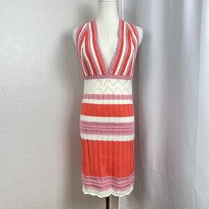 Indikah Dress Womens Large Orange Crochet Knit Boho Festival‎ Beach Vacation Y2K